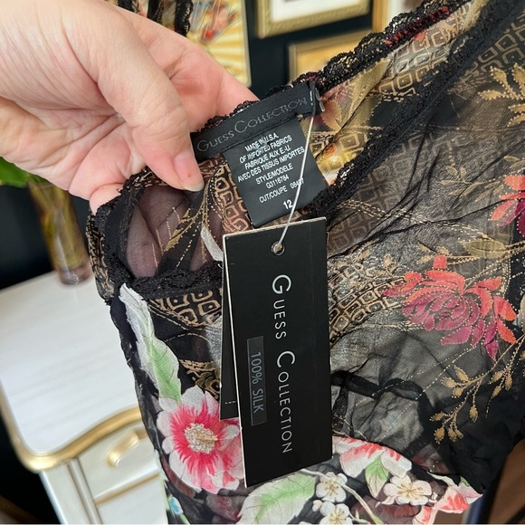 NWT Vintage Guess Silk Floral Dress Size 12 - Picture 7 of 10